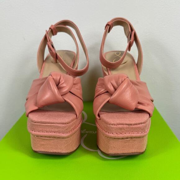 New Sam Edelman Theresa Square Toe Ankle Strap Platform Sandals in Pink Size 7 - Picture 3 of 10
